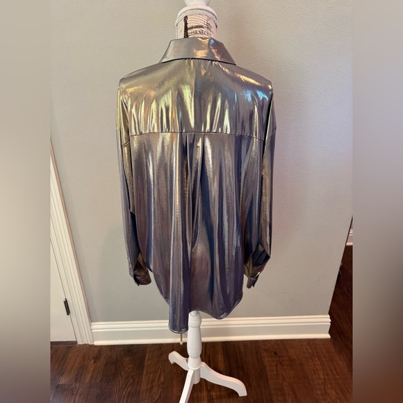 NWT Anthropology Metallic Button-Up Shirt - Picture 12 of 15